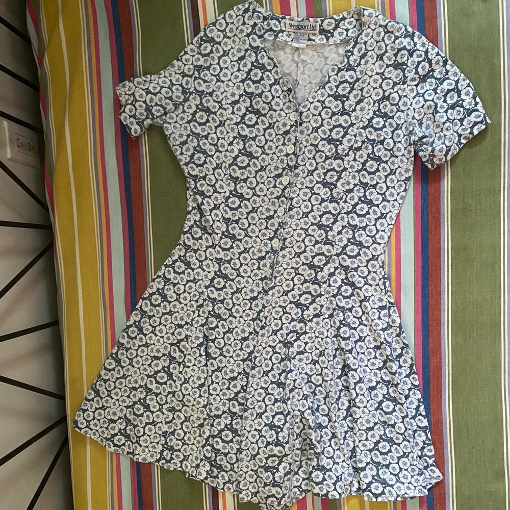 Vintage Blue Floral Romper